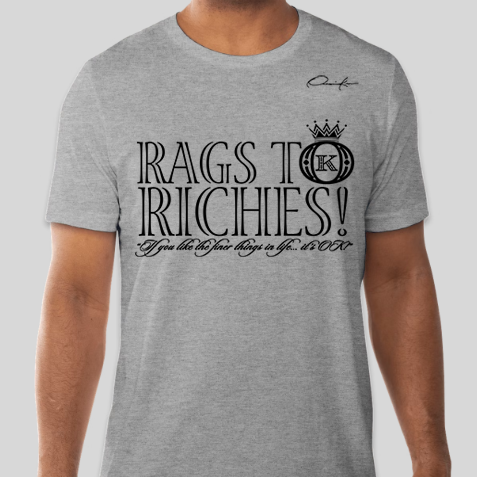 rags to riches t-shirt gray