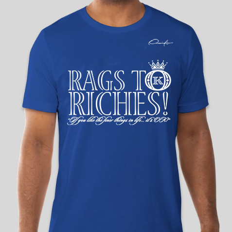 rags to riches t-shirt royal blue