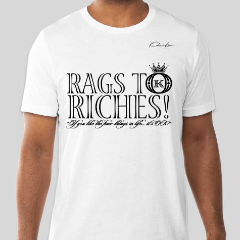 rags to riches t-shirt white