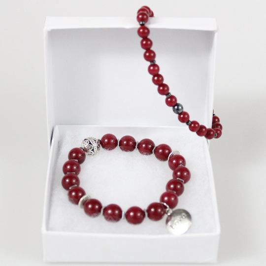 red jade double bead bracelet gift box