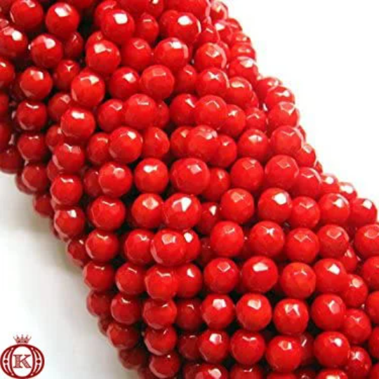 faceted red bamboo coral gemstone beads
