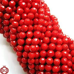 Red Bamboo Coral Beads Faceted - 4mm - Beads