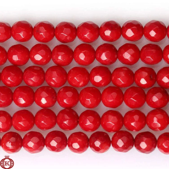 faceted red bamboo coral beads