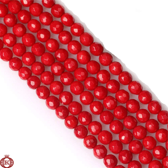 bulk faceted red bamboo coral gemstone beads