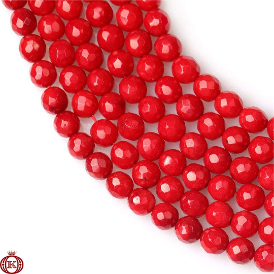 quality faceted red bamboo coral gemstone beads