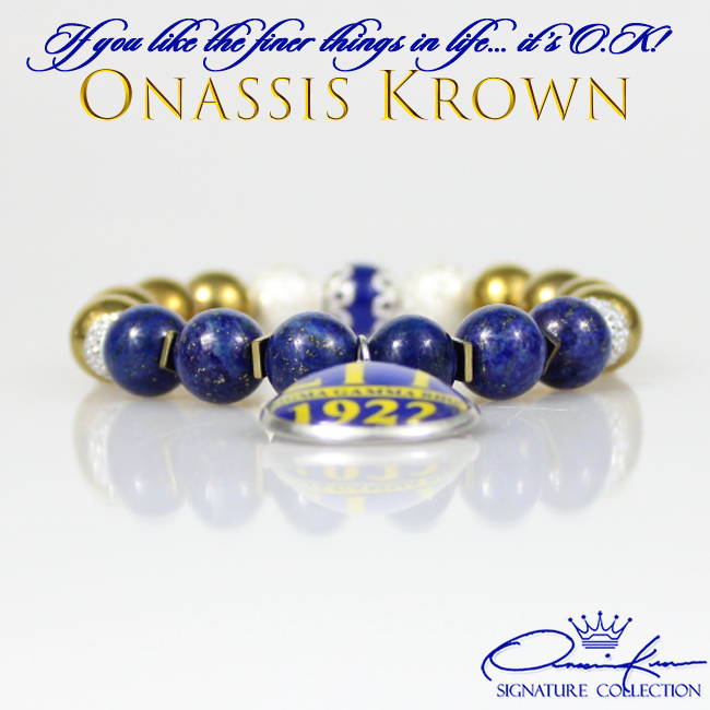 sigma gamma rho 1922 charm lapis lazuli gold hematite bead bracelet