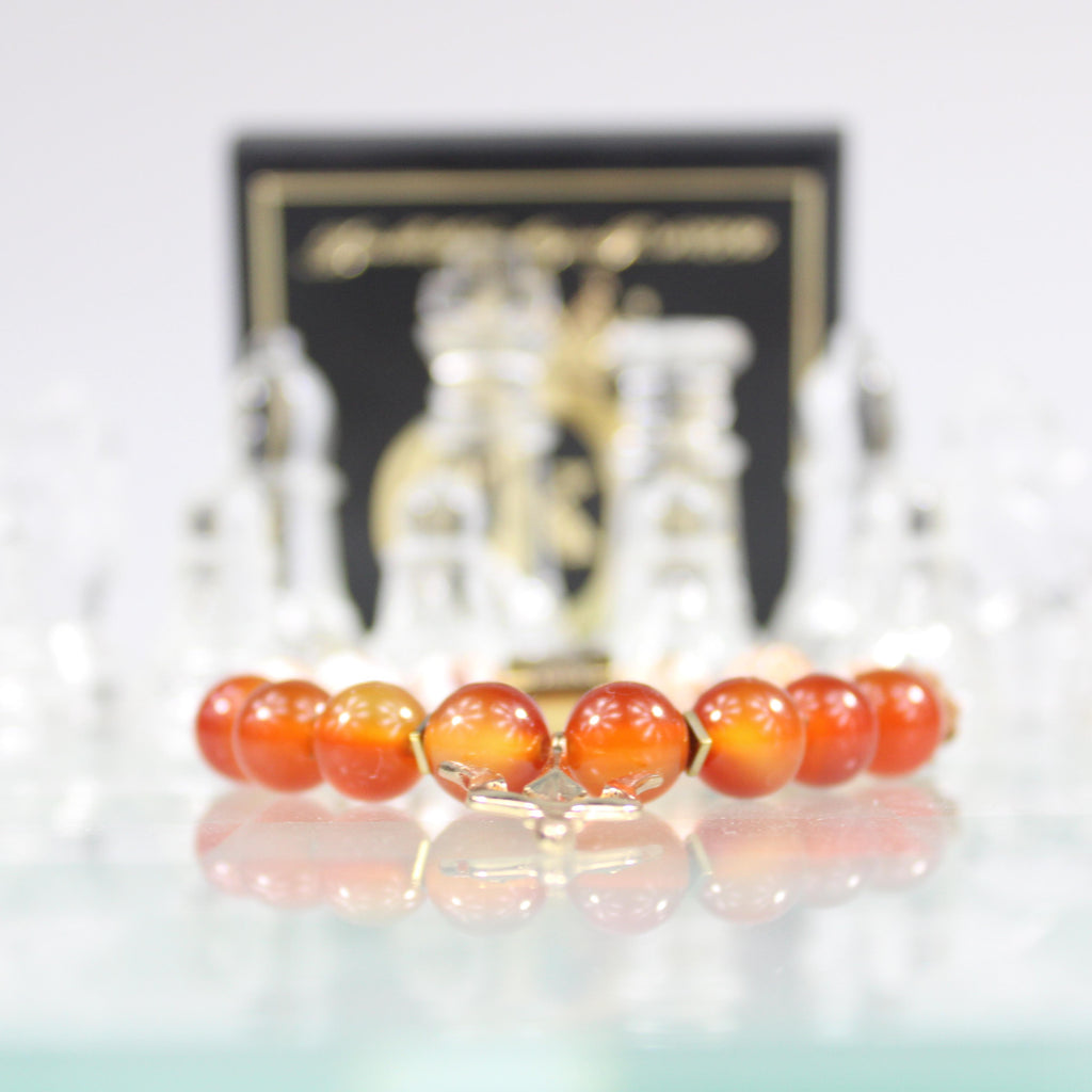 gold trident orange carnelian bracelet chess board