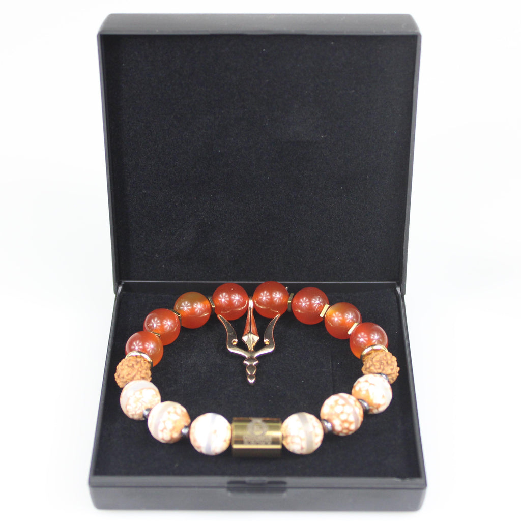 gold trident orange carnelian bracelet gift box