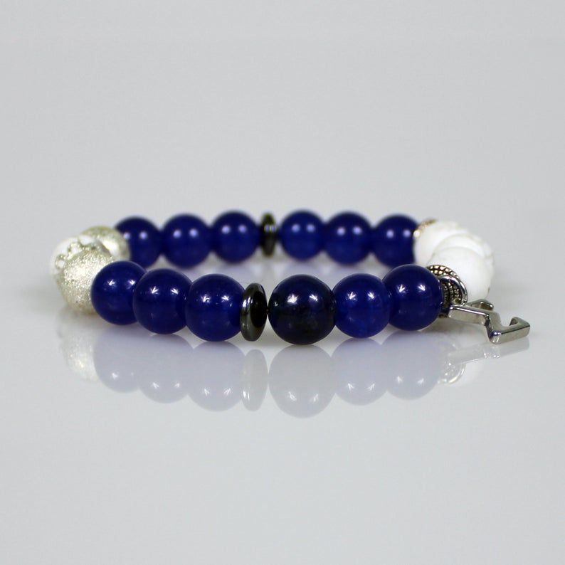 phi beta sigma blue white bead bracelet