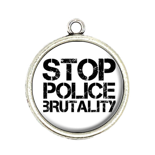 stop police brutality cabochon charm