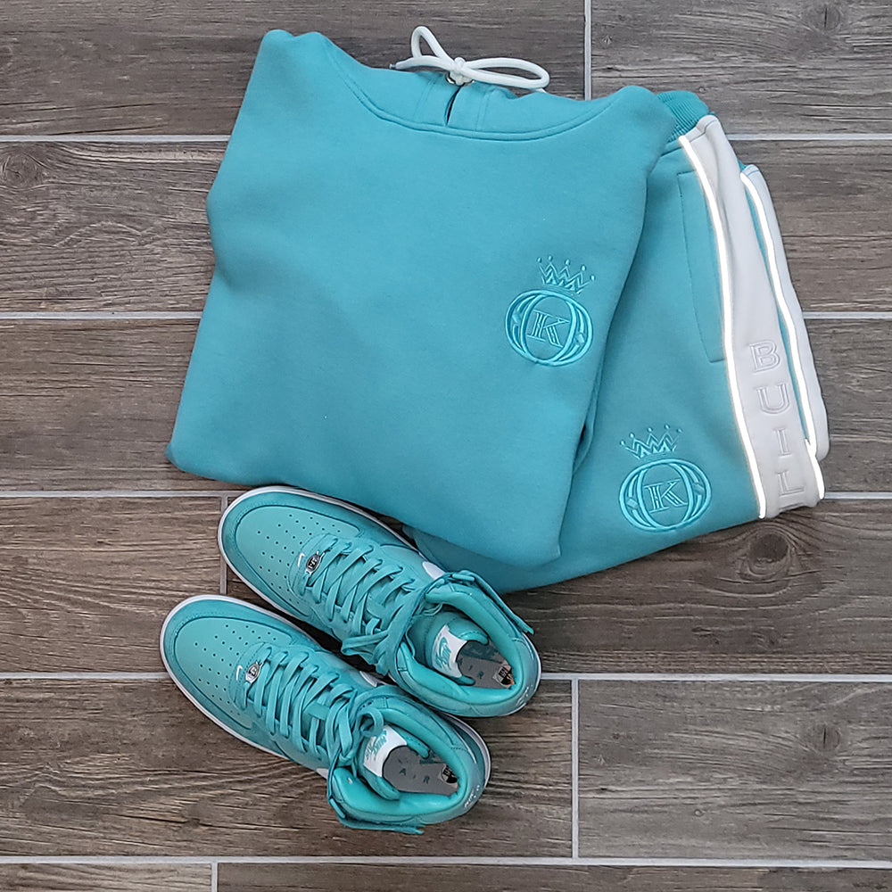 turquoise embroidered hoodie set