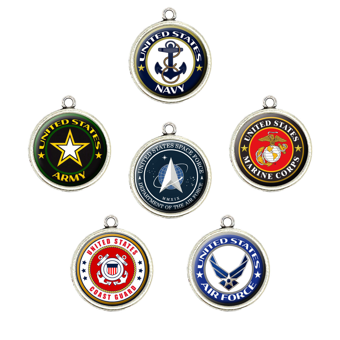 united states services military branches cabochon charms