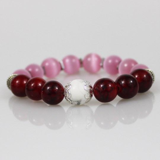 pink red st valentines day bead bracelet