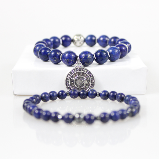 vedic astrological zodiac blue lapis lazuli bead bracelet