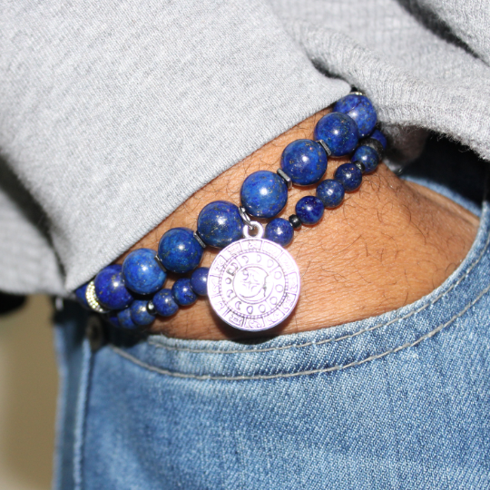 astrological zodiac blue lapis lazuli bead bracelet