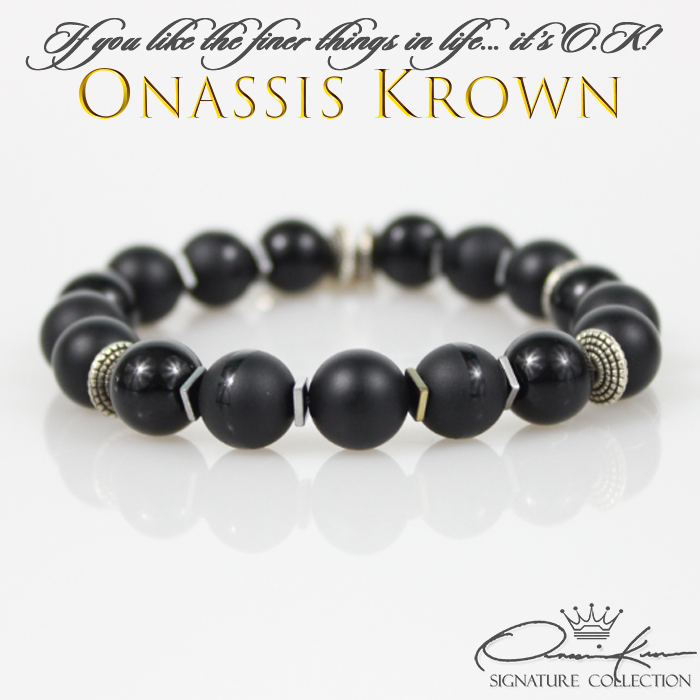 black onyx agate bead bracelet