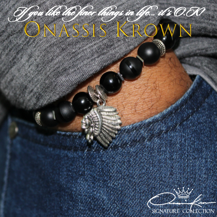 silver shaman charm black bead bracelet
