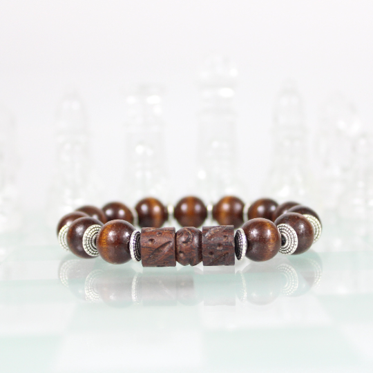 tibetan shamballa brown wood bead bracelet