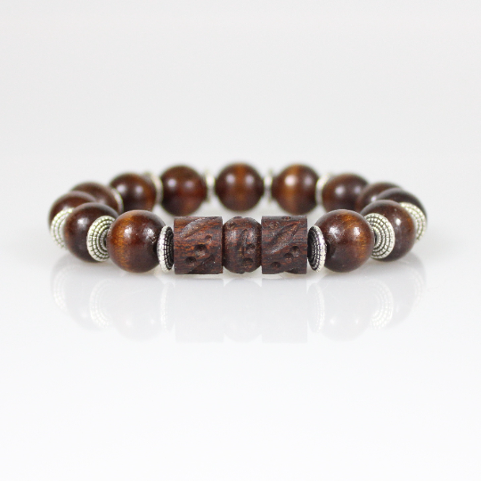 brown wood cats eye bead bracelet