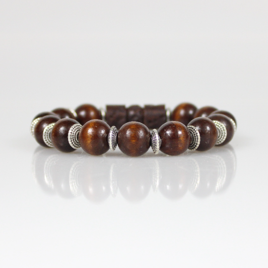 brown koa wood bead bracelet