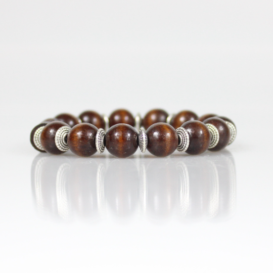 brown center wood bead bracelet