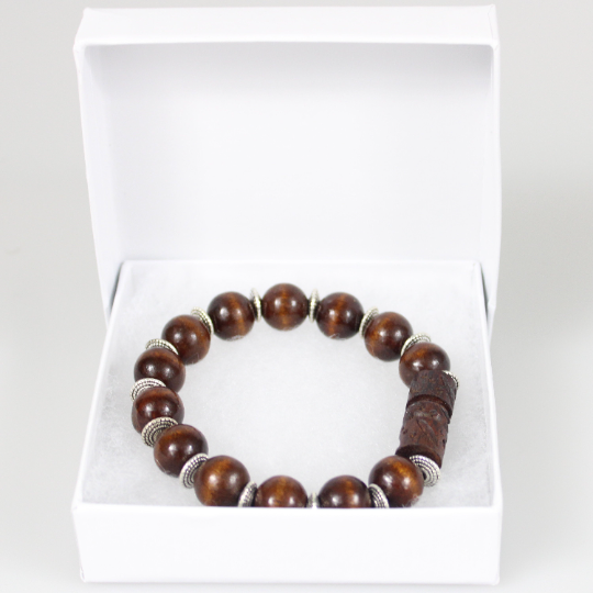 designer brown wood bead bracelet
