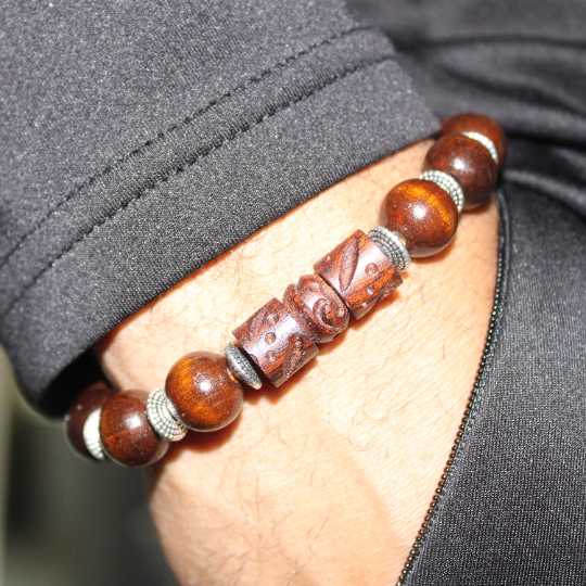 luxury brown wood bead bracelet