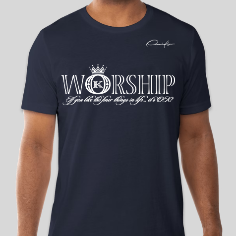 worship t-shirt navy blue