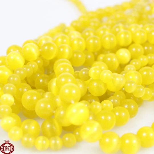 wholesale golden yellow cats eye gemstone beads