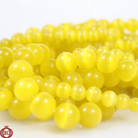 yellow cats eye gemstone beads