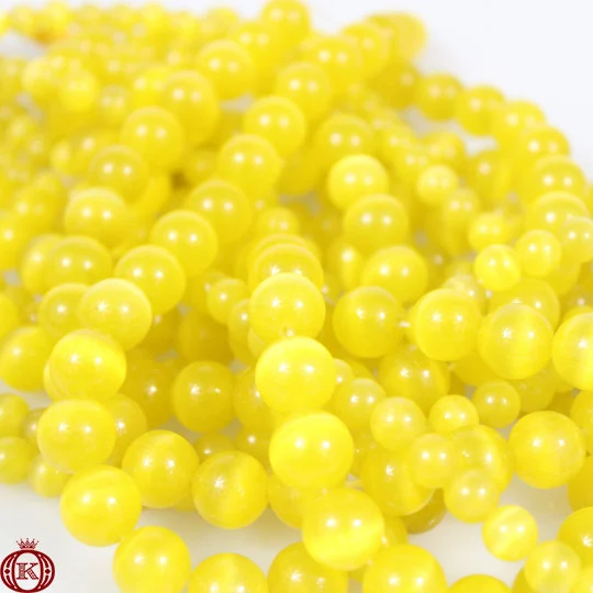 dark yellow cats eye gemstone beads