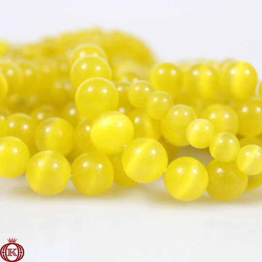 golden yellow cats eye gemstone bead strands