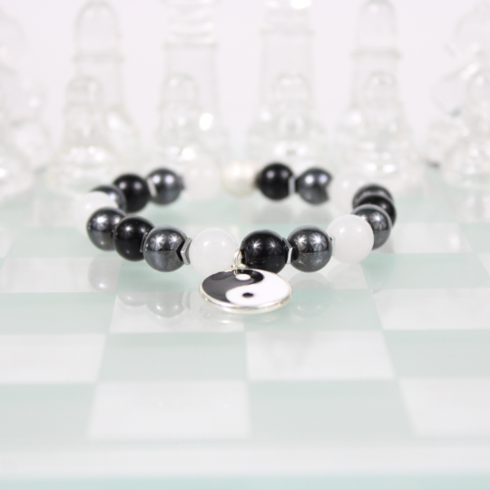 yin yang hematite bracelet chess board