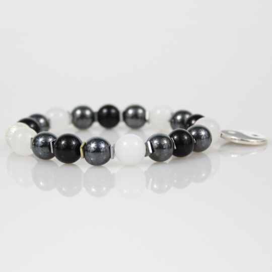 yin yang charm hematite bead bracelet