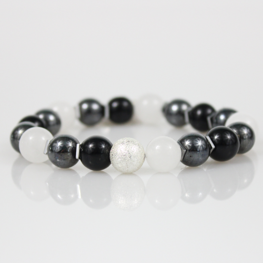 black white gray yin yang bracelet