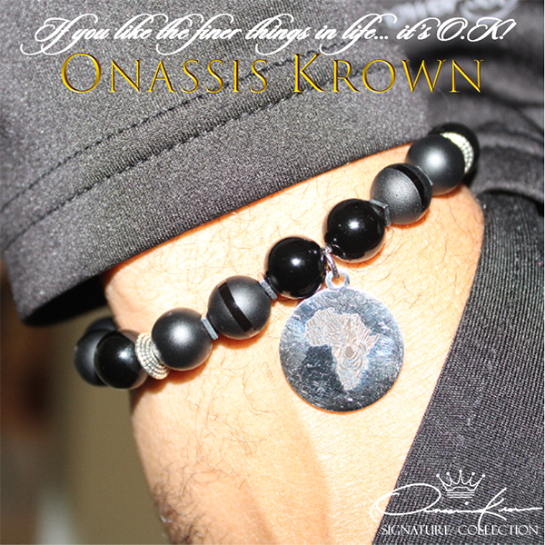 african continent charm black onyx bead bracelet