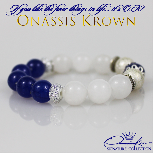 zeta phi beta blue white bead bracelet