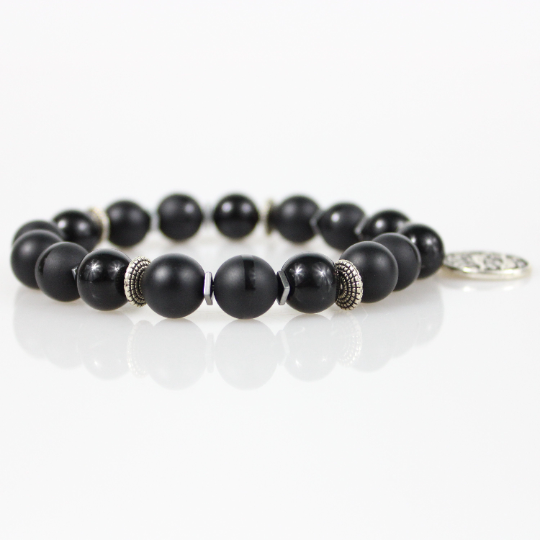 custom zodiac charm black onyx bracelet