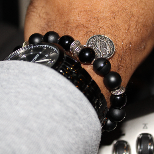 luxury zodiac charm black bead bracelet